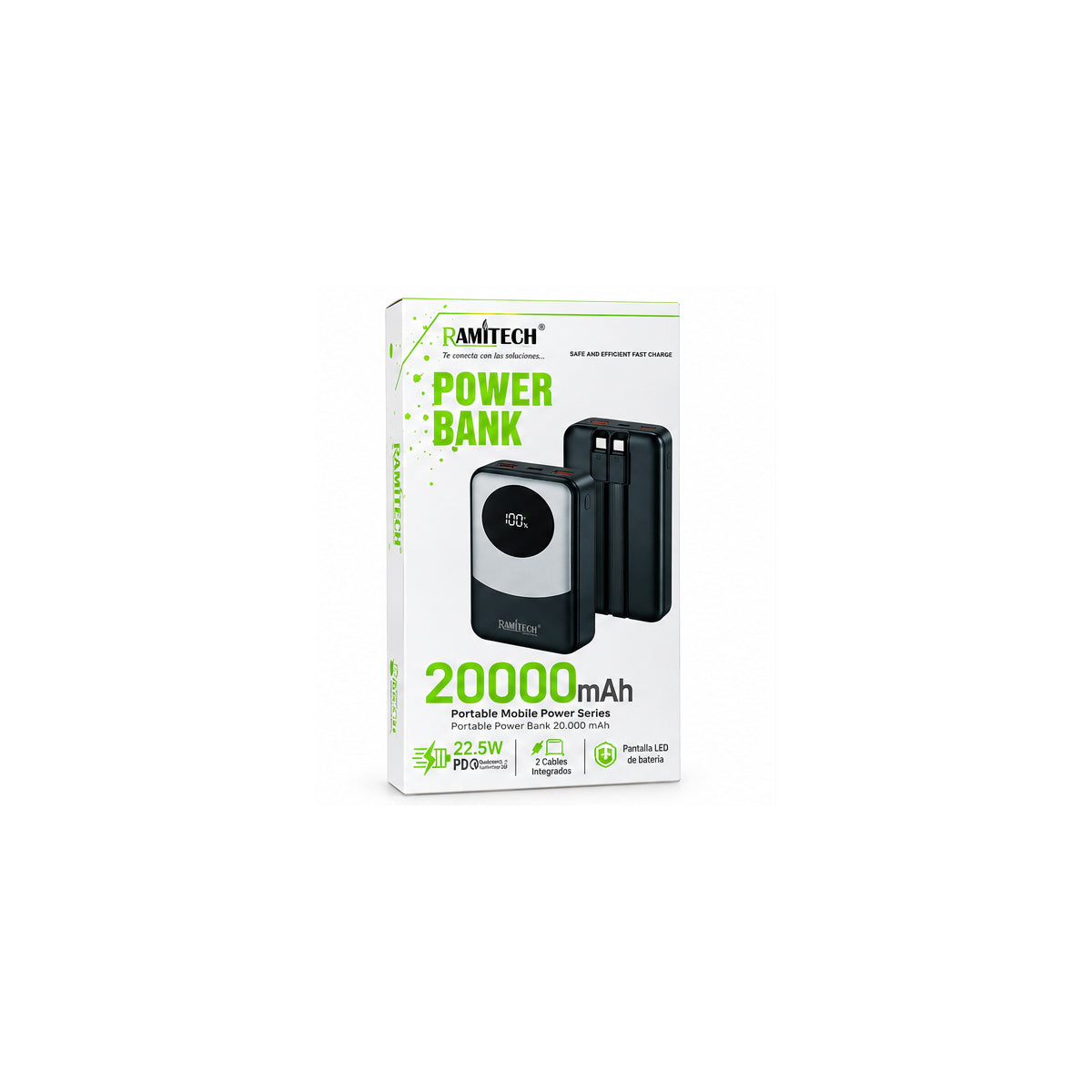 Power Bank RAMITECH RAM-202X 20.000 mAh | Carga rápida 22.5W