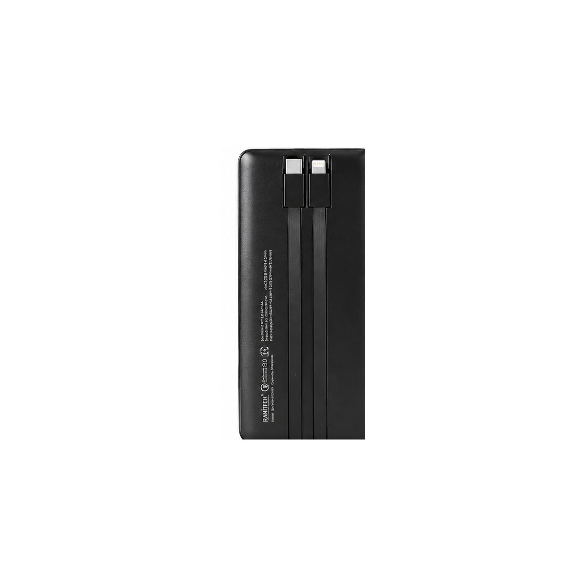 Power Bank RAMITECH 30.000 mAh 22.5W con Pantalla Digital y Cables Integrados