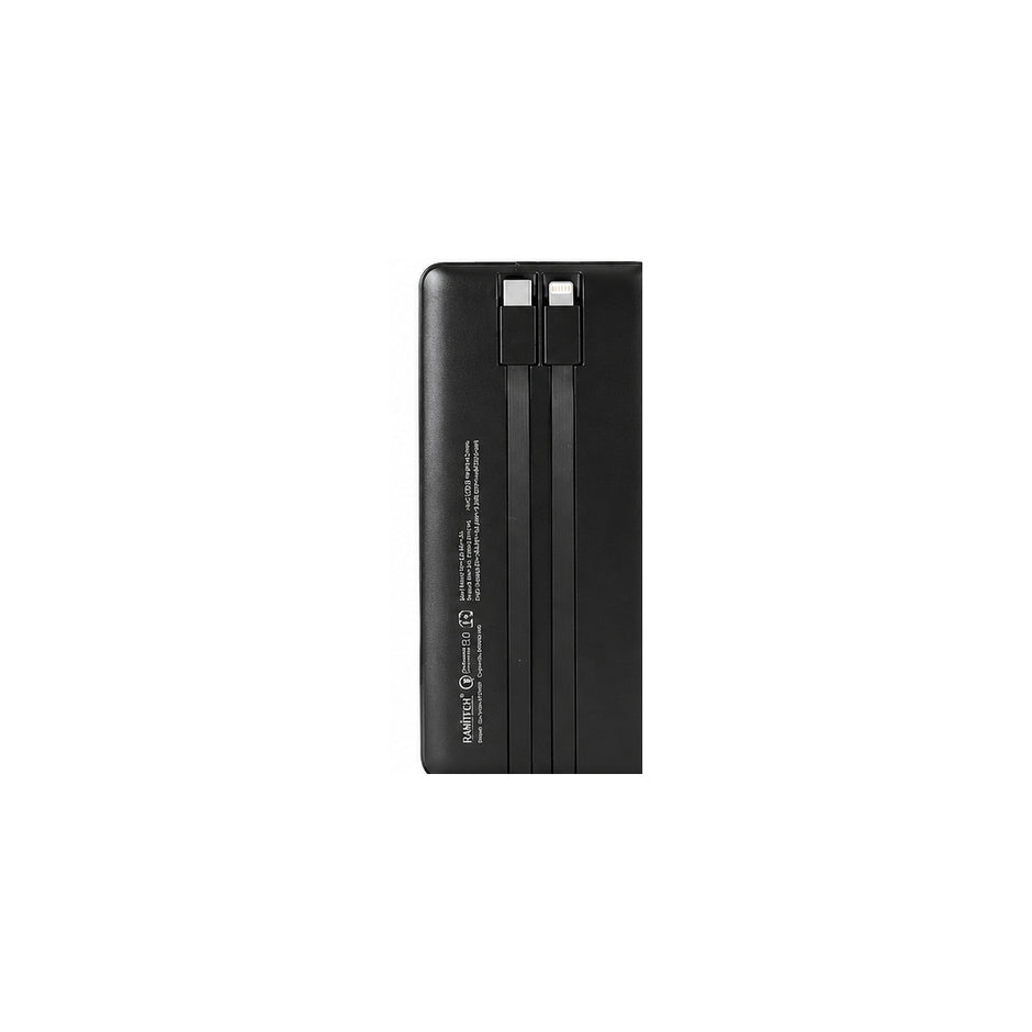 Power Bank RAMITECH 30.000 mAh 22.5W con Pantalla Digital y Cables Integrados