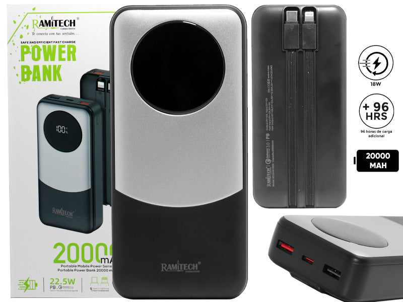 Power Bank RAMITECH RAM-202X 20.000 mAh | Carga rápida 22.5W