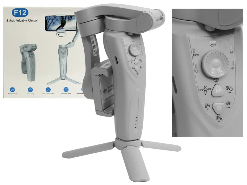 F12  Estabilizador Gimbal Para Celular 3 Ejes Plegable