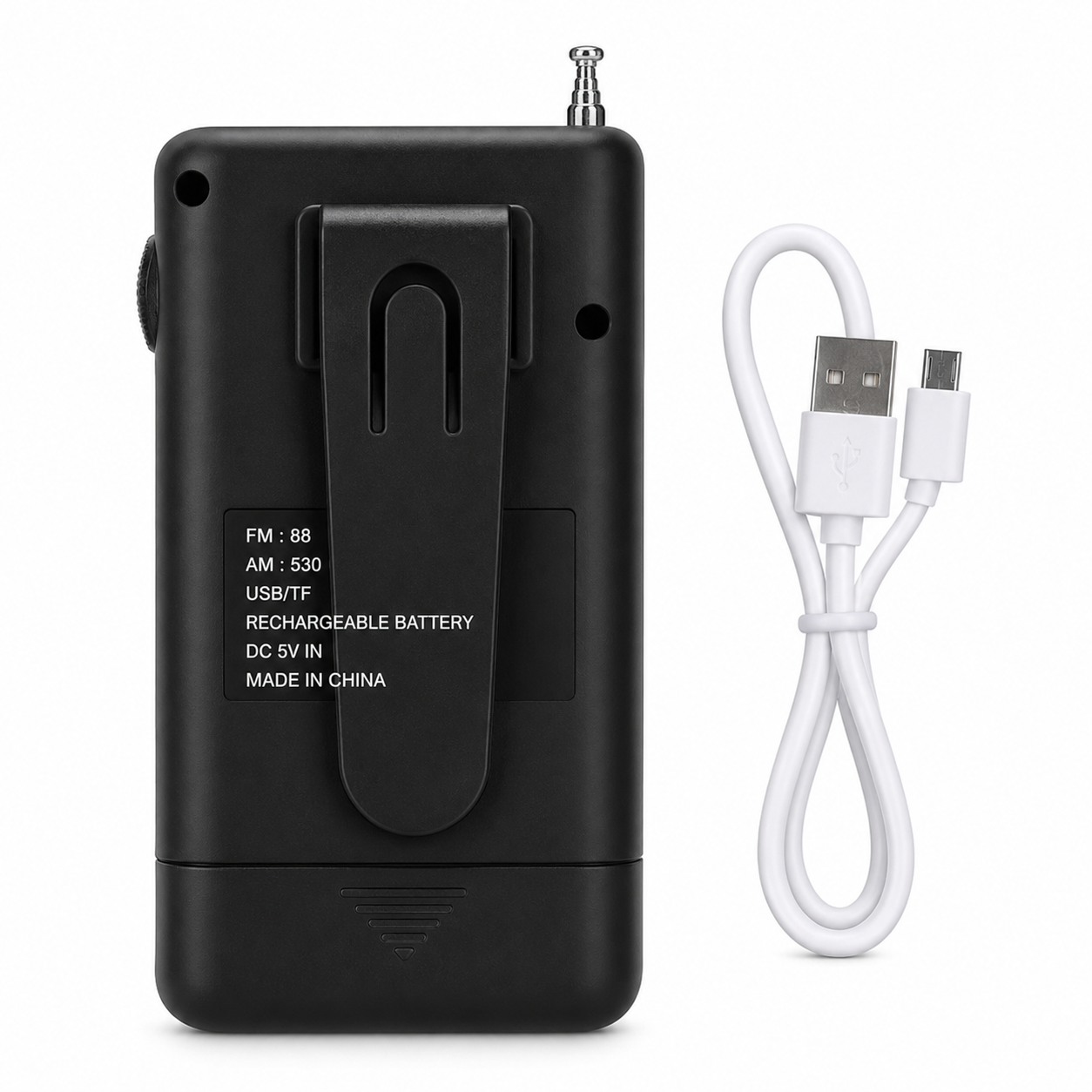 Radio Portátil AM/FM Recargable con USB, TF y Salida para Audífonos
