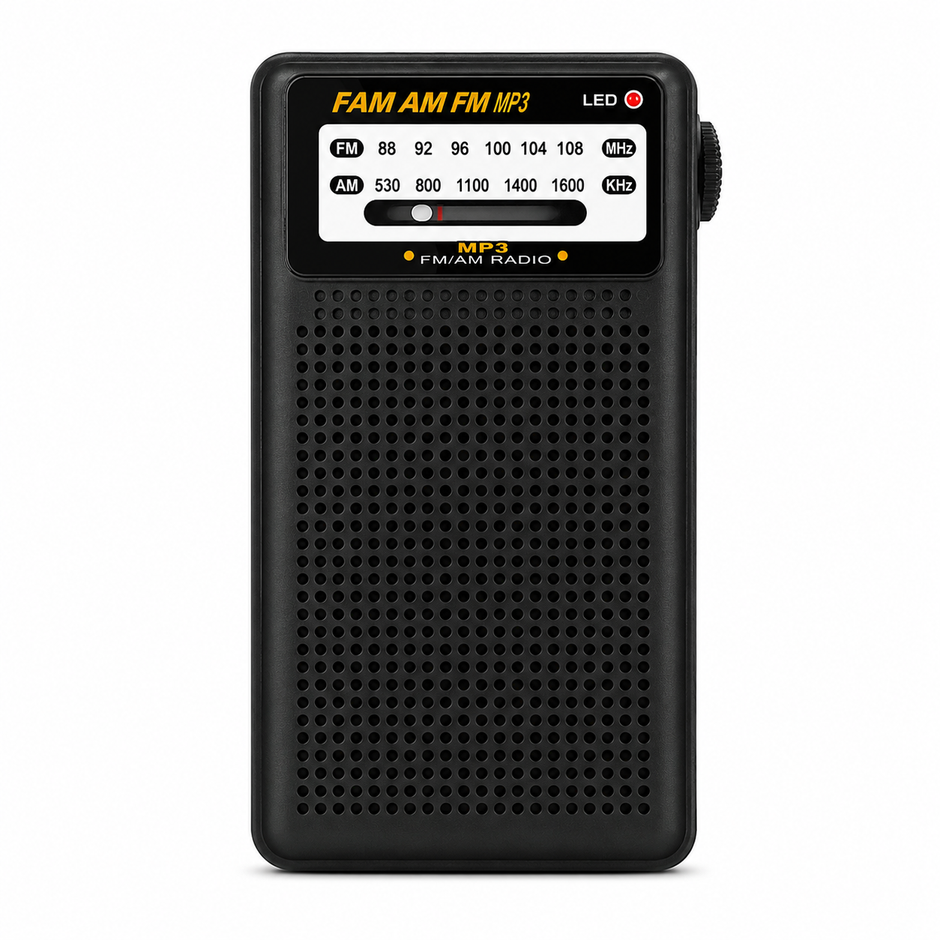 Radio Portátil AM/FM Recargable con USB, TF y Salida para Audífonos