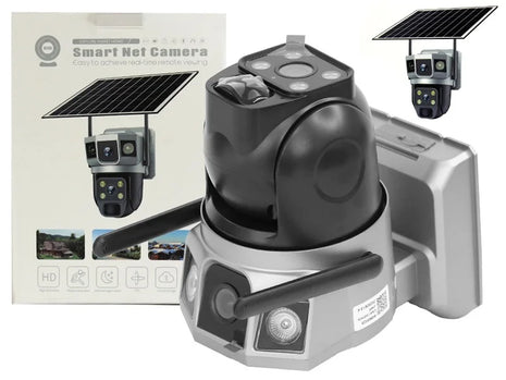 Cámara Solar Ip66 Doble Lente Paz 355 Grados / 90 Vigilancia Wifi