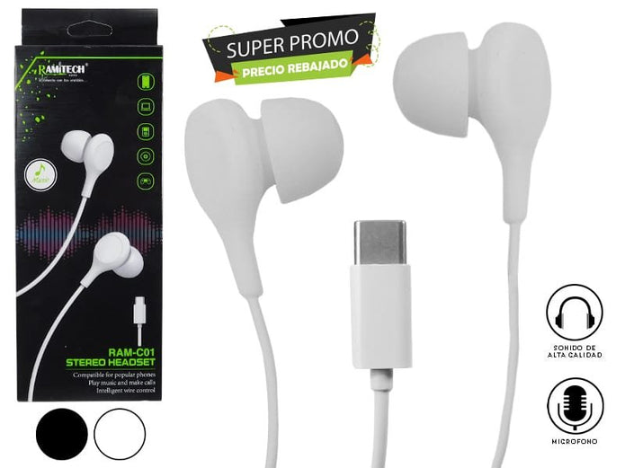 AURICULAR MANOS LIBRES TYPE-C  RAMITECH