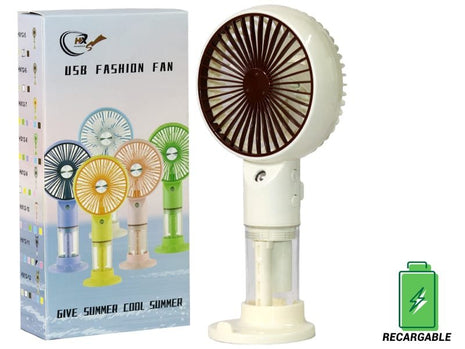 Ventilador Mini Con Humidificador Para Mesa Portátil Personal Recargable Usb Tipo C 20 Cm 3 Velocidades Diseño Hx