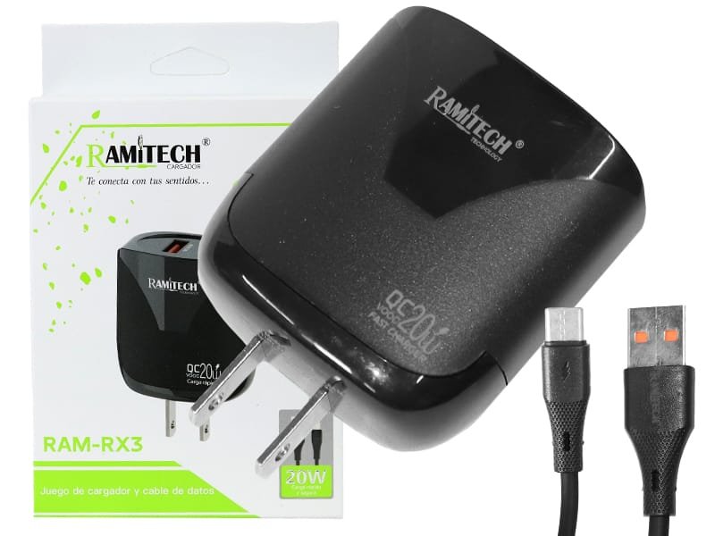 Cargador Para Celular 20w Carga Rapida Con Cable Usb  A Tipo C Ramitech
