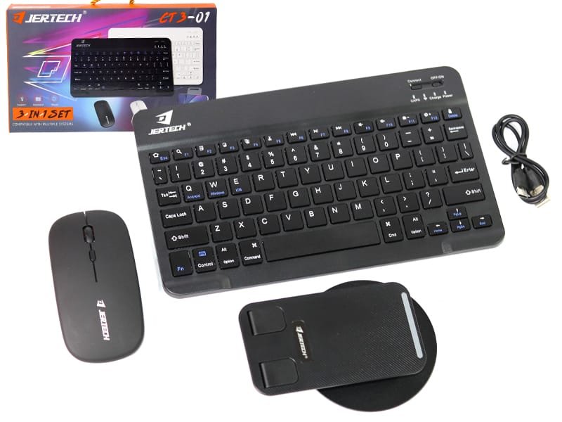 Teclado Y Raton Soporte Celular Tablet Combo 3 En 1 Ergonomico Bluetooth Jertech