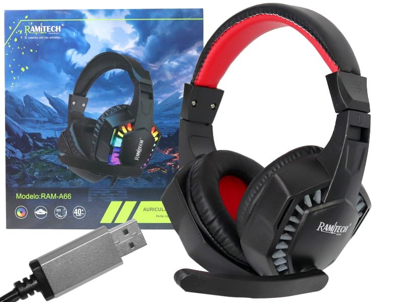 Auriculares Gamer USB Ramitech RAM-A66 con Micrófono RGB