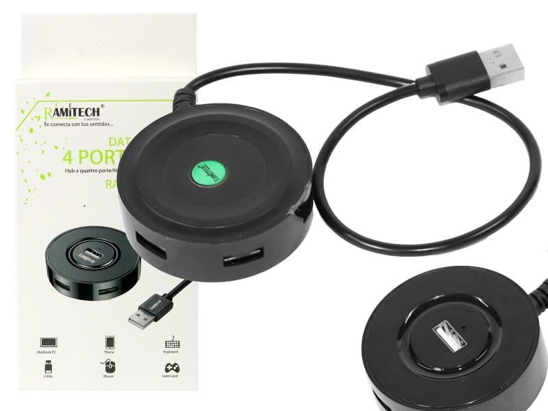 Multipuerto Computador Hub Usb 4 Puertos 2.0 Pc Laptop Ramitech