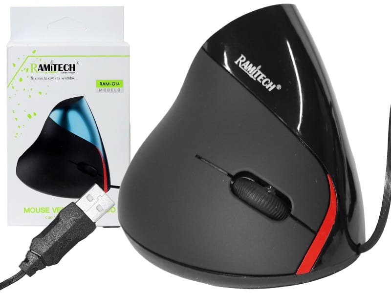 Mouse Vertical Ergonomico Usb 5 Botones Optico Cable Color Ramitech