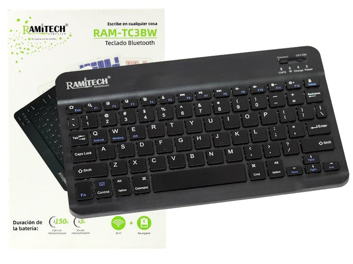 Teclado Inalambrico Bluetooth Recargable Tipo C  Ramitech