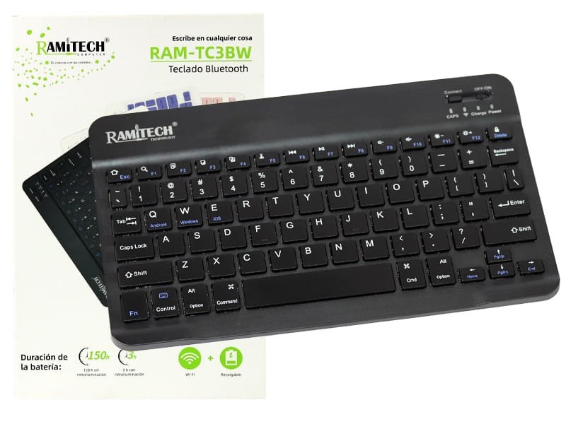 Teclado Inalambrico Bluetooth Recargable Tipo C  Ramitech
