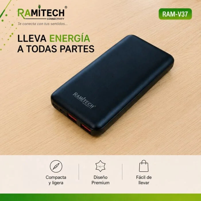 Power Bank Ramitech RAM-V37 10.000 mAh| Bateria Externa Portatil