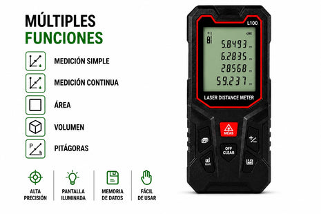 📏 Medidor Láser L100 – Alcance de 100 Metros