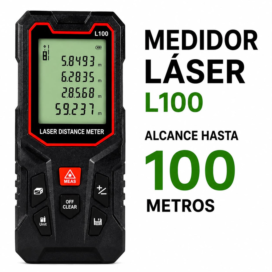 📏 Medidor Láser L100 – Alcance de 100 Metros