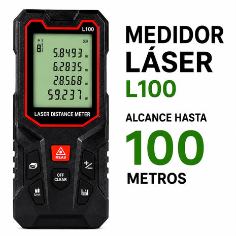 📏 Medidor Láser L100 – Alcance de 100 Metros