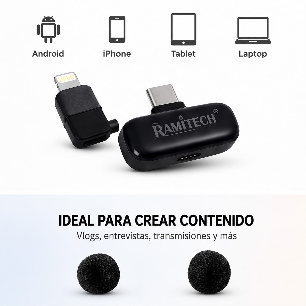 Micrófonos de Solapa Inalámbricos Ramitech RAM-W21 ANC (2 Micrófonos)