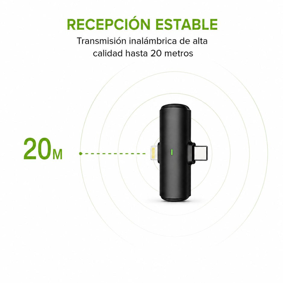 Micrófono Inalámbrico Dual RAMITECH RAM-W15-2 para iPhone y USB-C