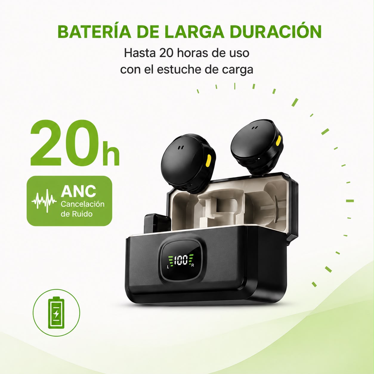 Micrófono Inalámbrico RAM-WQ8 ANC con Estuche de Carga y Receptor USB-C / Lightning