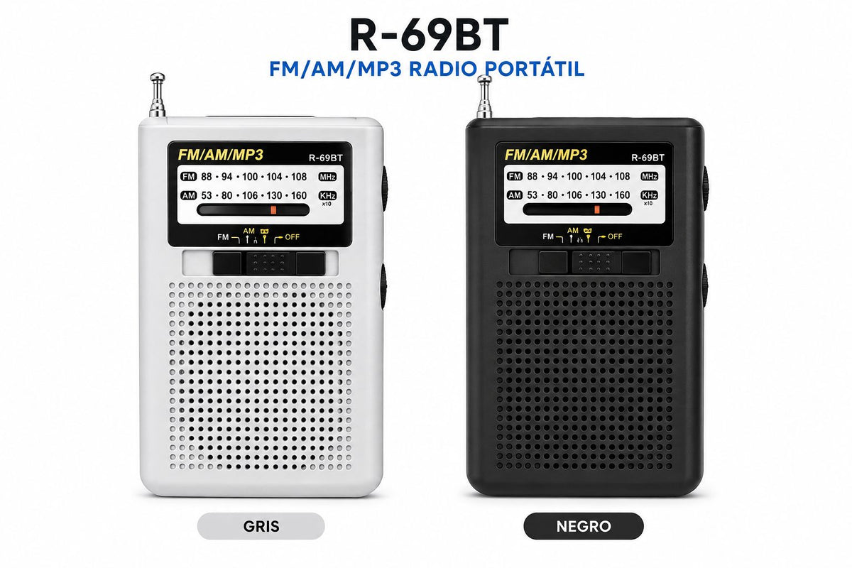 Radio Portátil AM/FM Recargable con USB, TF y Salida para Audífonos