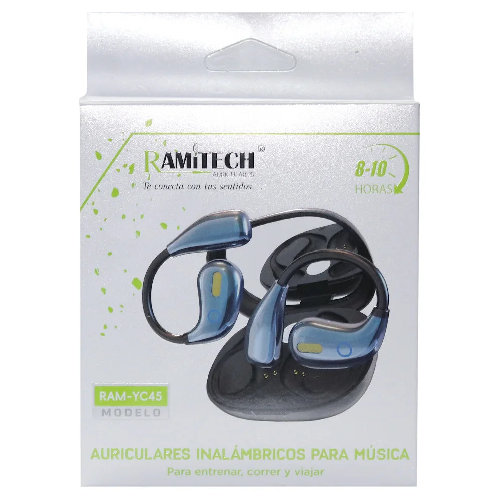 Audifonos Inalambricos Bluetooth Con Conduccion Osea Gancho Para Orejas 8-10 Horas Ramitech