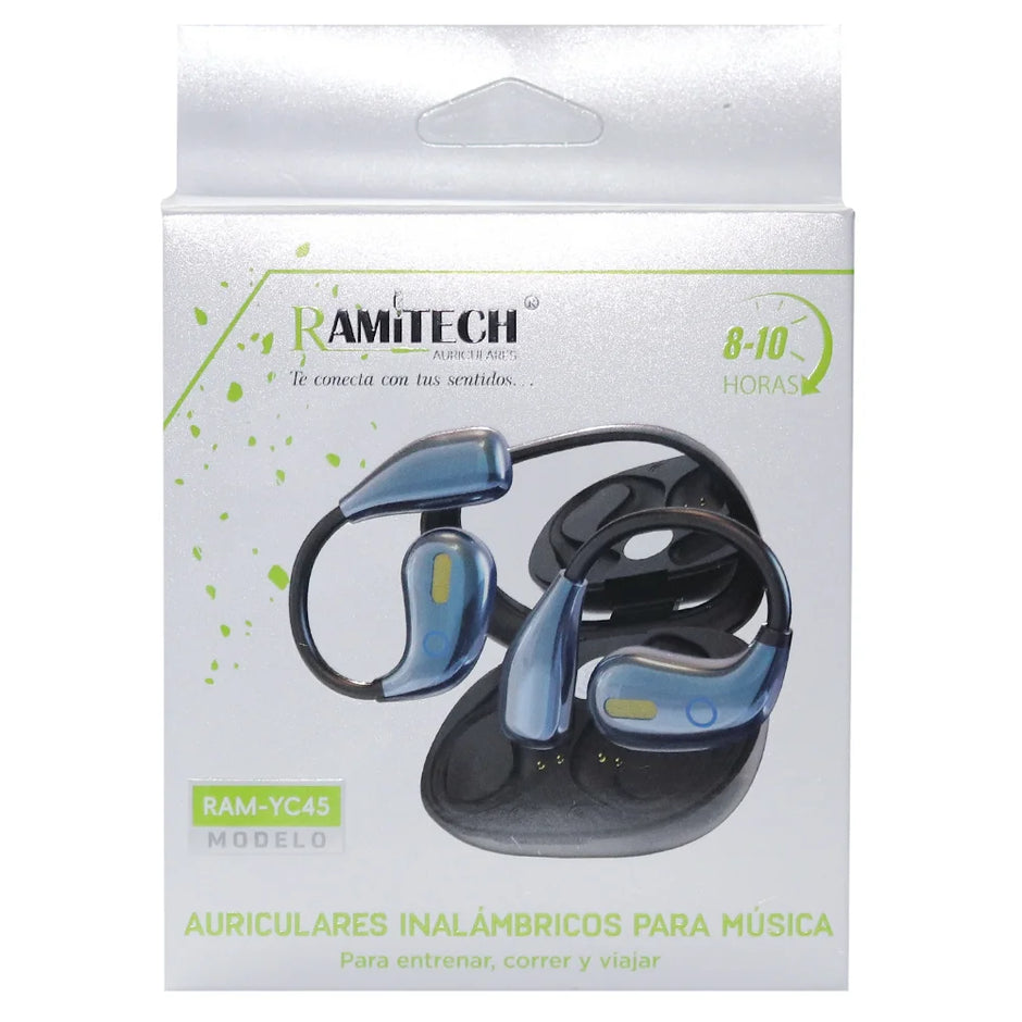 Audifonos Inalambricos Bluetooth Con Conduccion Osea Gancho Para Orejas 8-10 Horas Ramitech