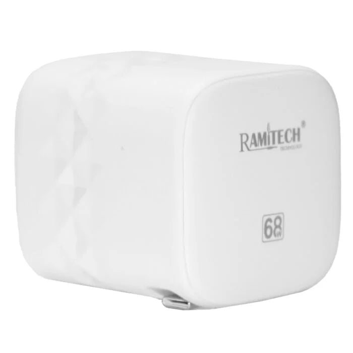 Cargador Rapido Usb De 68W Con Cable Retractil Tipo C Pd x 25W Usb-A 18W Ramitech
