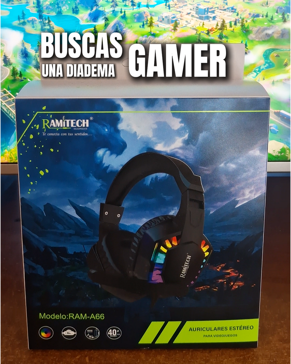 Auriculares Gamer USB Ramitech RAM-A66 con Micrófono RGB