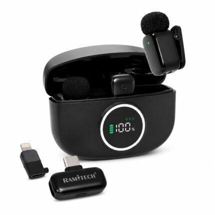 microfonos de solapa inalambrico con 2 receptores. android, ios anc
